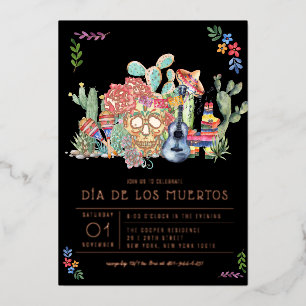 Invitation En Aluminium Crânes en sucre Célébration de Jour des morts