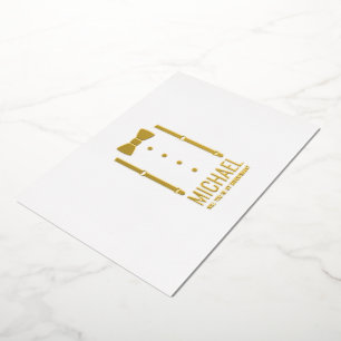 Invitation En Aluminium Cravate Gold Bow Personnalisé Groomsman Propositio