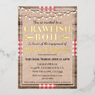 Invitation En Aluminium Crawfish Boil Homard Engagement Partie Rustique