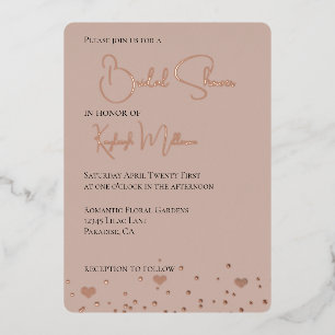 Invitation En Aluminium Cream Blush Diamonds Confetti Hearts Fête des mari