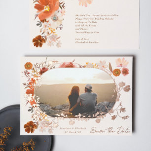 Invitation En Aluminium Cream Floral Frame Photo Enregistrer La Date Rose