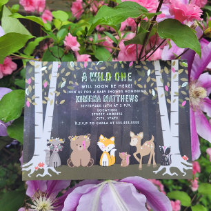 Invitation En Aluminium Créatures cosmiques Baby shower d'animaux des bois
