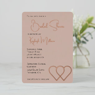 Invitation En Aluminium Crème Blush Glam Pearl Deux Coeurs Fête des mariée