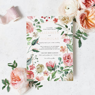 Invitation En Aluminium Crème et Rose Romantic Spring Florals Mariage