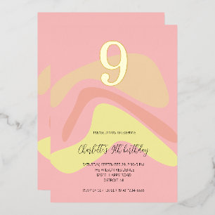 Invitation En Aluminium Crème jaune rose estivale personnalisée