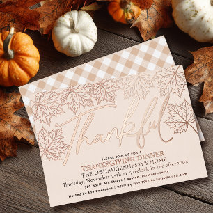 Invitation En Aluminium Crème moderne Merci automne quittes Thanksgiving