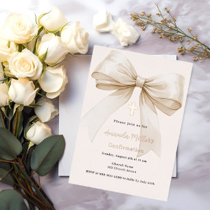Invitation En Aluminium Crème rose or fille Confirmation