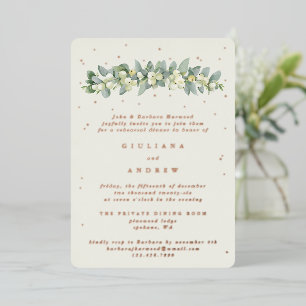 Invitation En Aluminium Crème Snowberry+Eucalyptus Mariage répétition