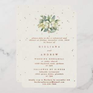 Invitation En Aluminium Crème Snowberry+Eucalyptus Mariage répétition