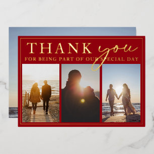 Invitation En Aluminium Crimson rouge noir Mariage photo Merci or
