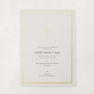Invitation En Aluminium Croix religieuse minimaliste élégante en feuille d