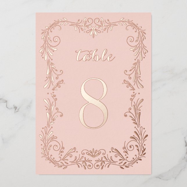 Invitation En Aluminium Croquis de Boho ornemental Rose Gold Table Numéros (Recto)