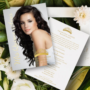 Invitation En Aluminium Crown Quinceañera Miniature Photo Fancy Calligraph