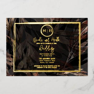 Invitation En Aluminium Cuivre foncé Brown bronze Mariage botanique or