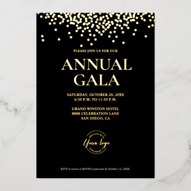 Invitation En Aluminium Custom Black Gold Modern Typographie Logique scrip (Recto)