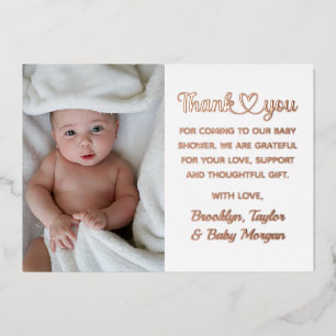 Invitation En Aluminium Cute Merci Coeur Photo personnalisée Nouveau bébé 