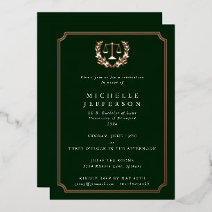 Invitation En Aluminium Dark Green Law School Graduation Party