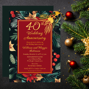 Invitation En Aluminium Dark Holiday Floral 40e anniversaire Mariage
