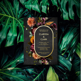 Invitation En Aluminium Dark Moody Bold Flower Mariage Foil Invitatiatiati