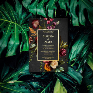 Invitation En Aluminium Dark Moody Bold Wild Flower Mariage
