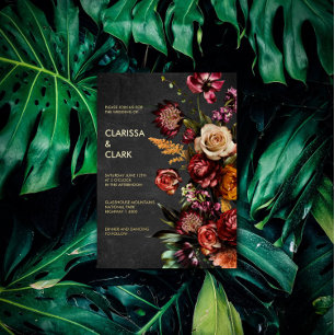 Invitation En Aluminium Dark Moody Bold Wild Flower Mariage