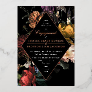 Invitation En Aluminium Dark Moody Romantic Floral Engagement Party
