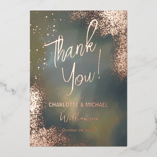 Invitation En Aluminium Dark Moody Sparkle Photo Overlay Merci Mariage (Recto)