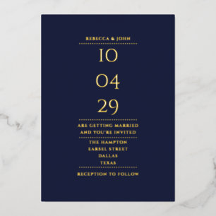 Invitation En Aluminium Date de mariage minimaliste élégante bleu marine e