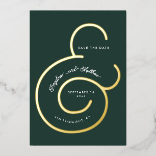 Invitation En Aluminium Date de sauvegarde du Mariage de l'esperluette ver