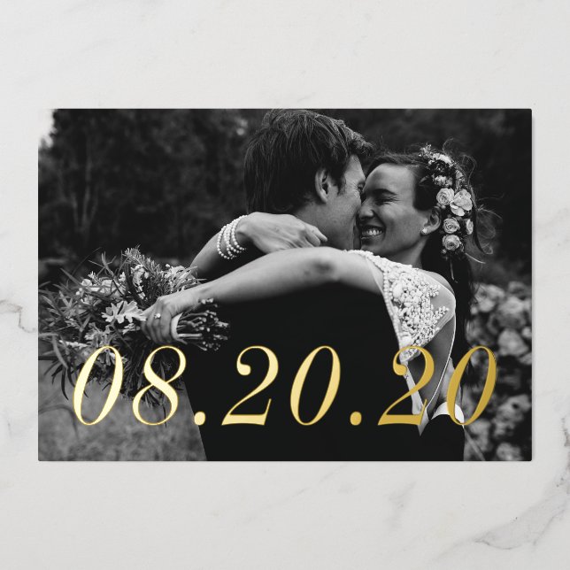 Invitation En Aluminium Date numérique juste marié Mariage (Recto)