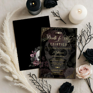 Invitation En Aluminium Décès à mes trente ans Crâne gothique floral Anniv