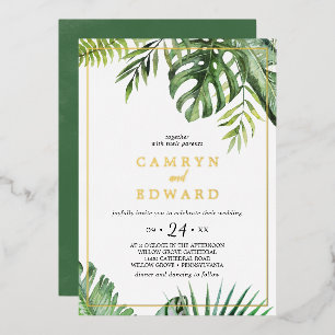 Invitation En Aluminium Décontracté Mariage à huile de palme tropicale sau