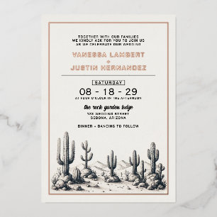 Invitation En Aluminium Décontracté Mariage Cactus