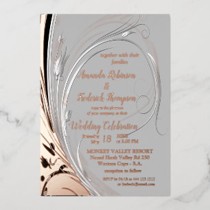Invitation En Aluminium Décor abstrait en feuille de bronze argenté