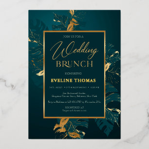 Invitation En Aluminium Déjeuner de mariage au feuillage vert profond et v