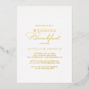 Invitation En Aluminium Déjeuner de mariage élégant et stylé en or  