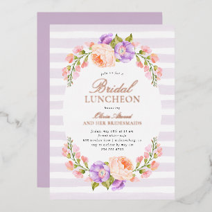 Invitation En Aluminium Déjeuner de mariage Lilac Stripe and Bloom