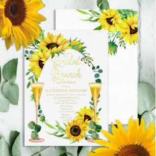 Invitation En Aluminium Déjeuner de mariage Tournesols   Cadre floral d'eu