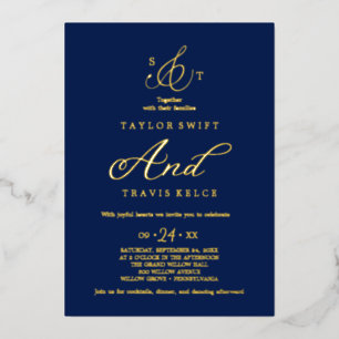 Invitation En Aluminium Délicat feuillet d'or   Nuit de noces formelle ave