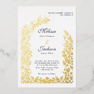 Invitation En Aluminium Délicat Mariage Arche Fleur Design Foil Invitatiat