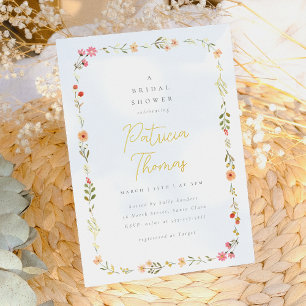 Invitation En Aluminium Délicate Fête de Mariage Florale Bohème aux Fleurs