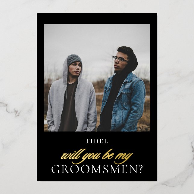 Invitation En Aluminium Demande de témoin de mariage moderne avec écriture (Recto)