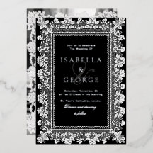 Dentelle Vintage Vieil Argent Mariage Noir et Blan