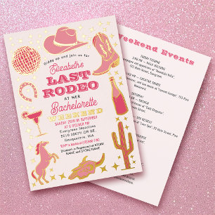 Invitation En Aluminium Dernier Rodéo Rose Cowgirl Weekend