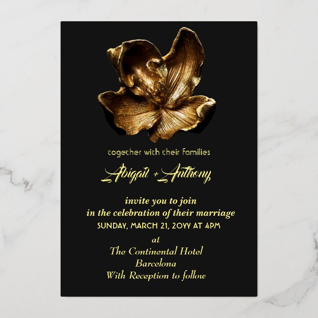Invitation En Aluminium Design Mariage d'or (Recto)