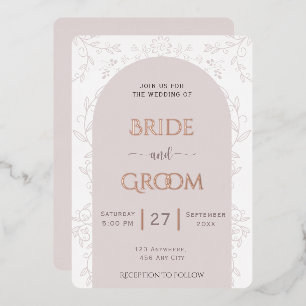 Invitation En Aluminium Design rose fleuri & mariage rose doré tactile