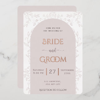 Invitation En Aluminium Design rose fleuri & mariage rose doré tactile