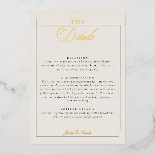 Invitation En Aluminium Détails de mariage de calligraphie noire ivoire cl