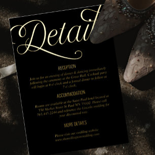 Invitation En Aluminium Détails de mariage minimaux noir et feuille d'alum