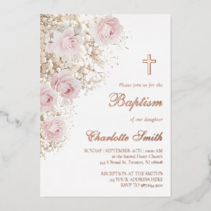 Invitation En Aluminium détails en or rose couronne de fleurs sauvages Bap